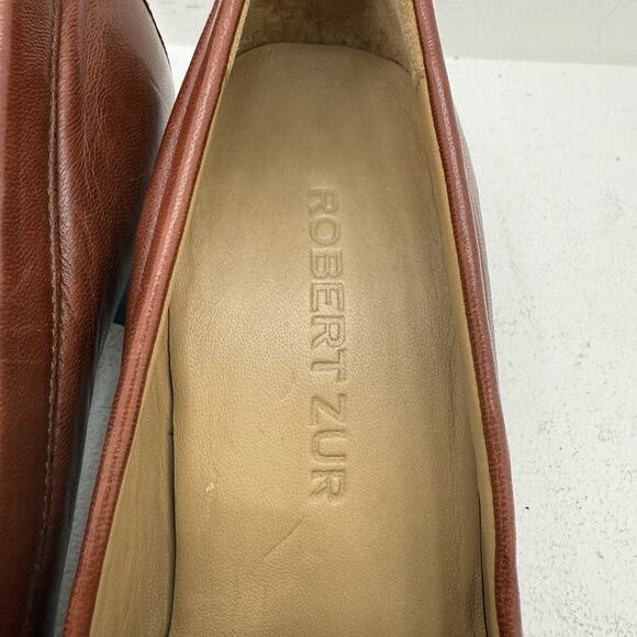 Robert Zur Brown Leather Heeled Loafer Gold Women's Size 9.5 - Picture 6 of 9